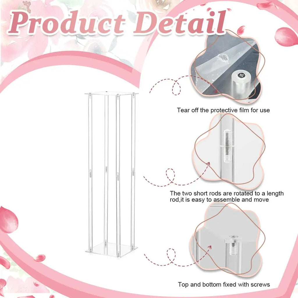 8PCS Crystal Vases for Wedding Centerpieces Acrylic Flower Stand 31.5inch Tall Pedestal Vases Display Holder for Birthday Party