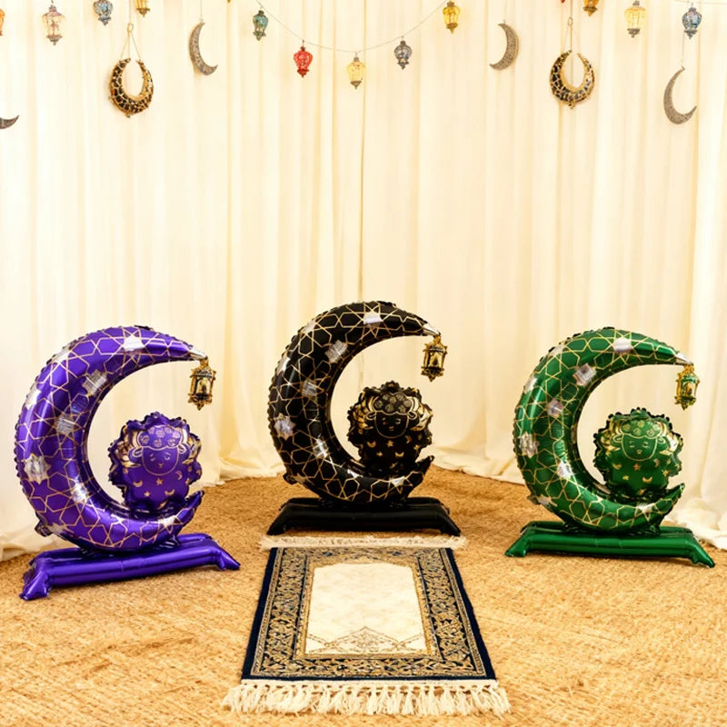 1/2-Piece Standing Eid Moon Sheep Balloon Set Eid Decorations for Moon Festival Gatherings & Parties Ramadan Photo Props