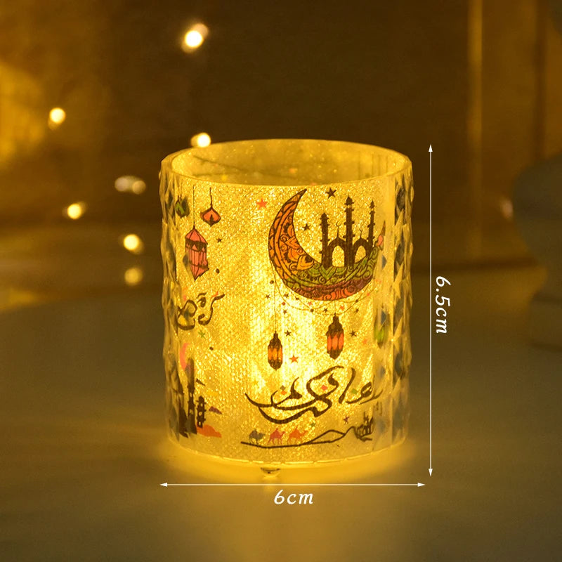 Eid Mubarak Led Candle Lantern Ramadan Kareem Decoration for Home 2025 Islamic Muslim Festival Party Favors Eid Al-Fitr Gift