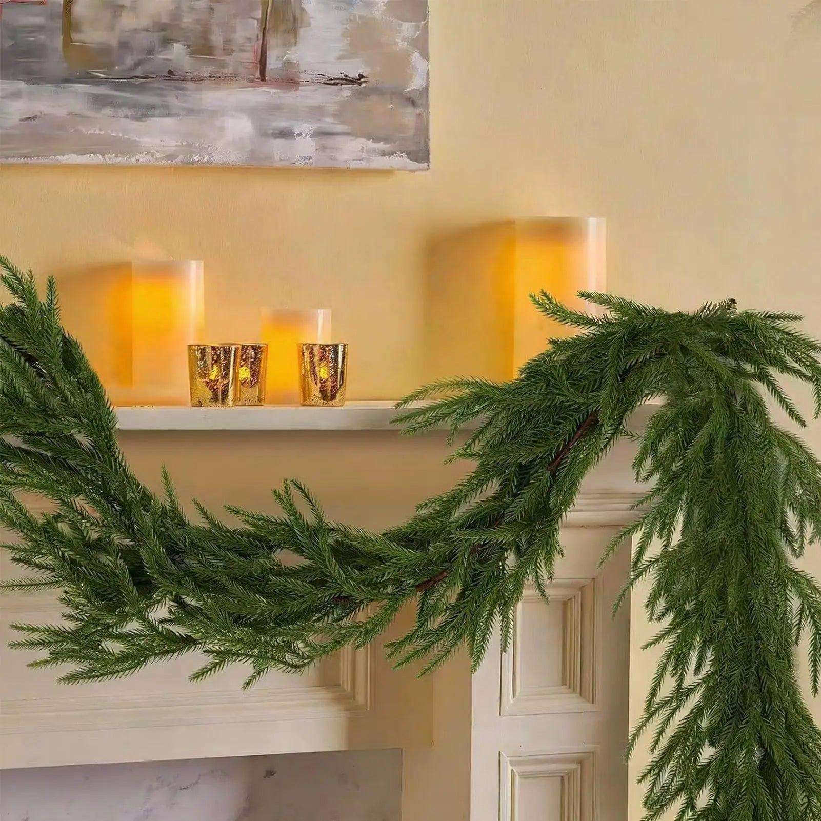 Faux Cedar Garland Holiday Atmosphere Props Artificial Greenery Garland For Winter For Outdoor Indoor Porches Front Door Living