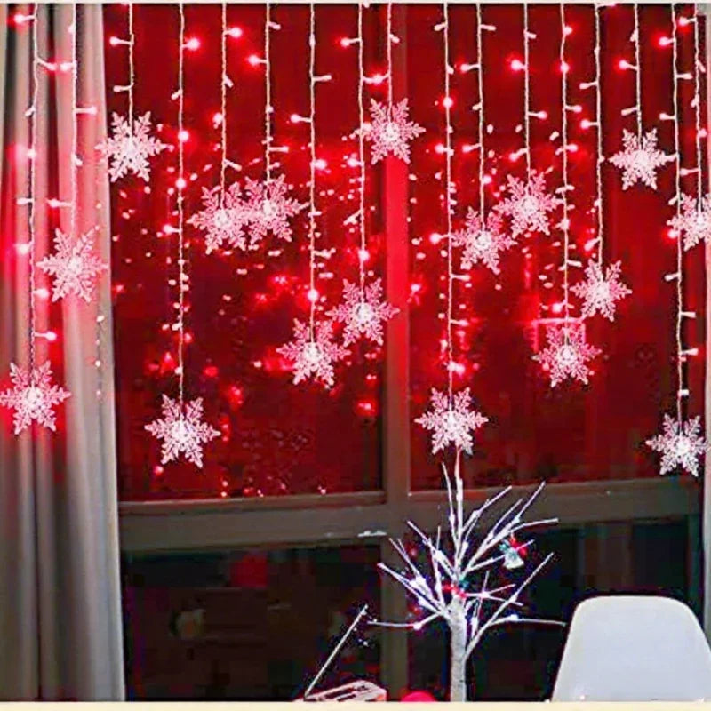New Year LED Snowflake Curtain String Lights Indoor Halloween Light Wedding Home Party Xmas Lamps Eave Christmas Decoration