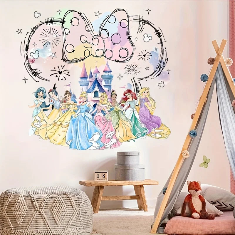 Cartoon Princess Wall Stickers Snow White Cinderella Aurora - PVC Decals for Girls Room Home Decor Mural Art Kids Wall Art