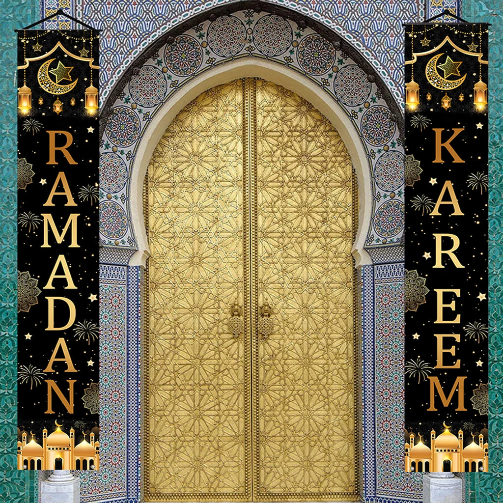Eid Mubarak Door Banner Ramadan Decoration 2025 for Home Mubarak Ramadan Kareem Islamic Muslim Party Decor Eid Al Adha Gifts