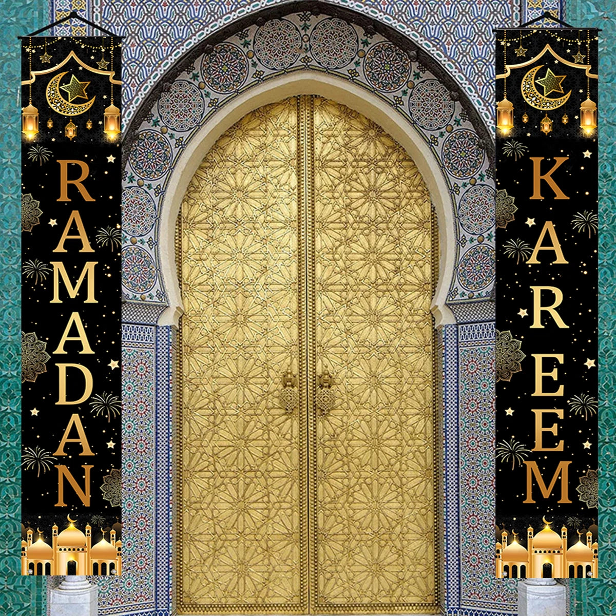 Eid Mubarak Door Banner Ramadan Decoration 2025 for Home Mubarak Ramadan Kareem Islamic Muslim Party Decor Eid Al Adha Gifts