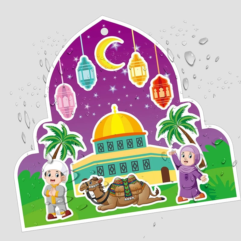 Cartoon DIY Moon Stickers Party Gift Label Stickers Set for Middle East Ramadan Eid Al-Fitr Festival Party DIY Scene Decoration