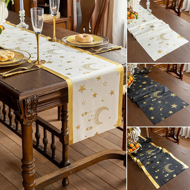 Ramadan Table Flag Cloth Muslim Decor 2026 Nappe Eid Mubarak Table Runner Party Home Decoration Mubarak Moon and Star Dinnerware