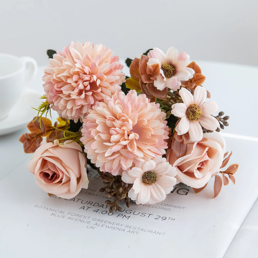Simulated silk chrysanthemum roses, weddings, Valentine's Day, Eid al Fitr, Mother's Day, home decor, outdoor garden accessories
