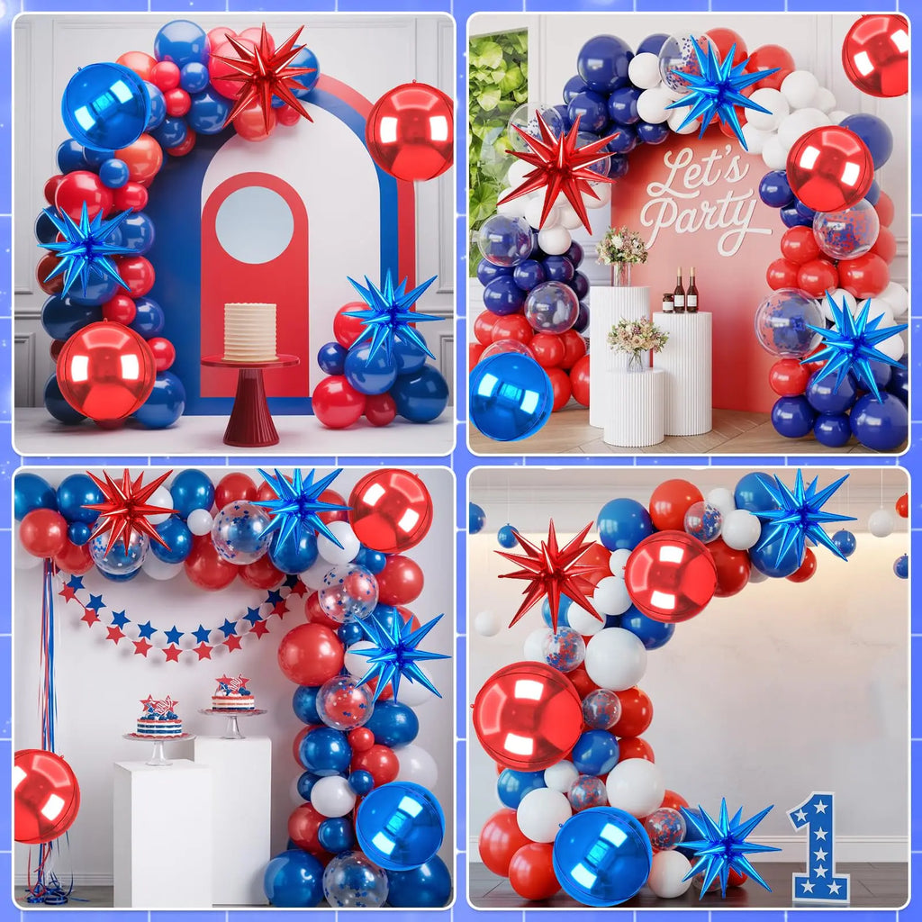 6pcs 22 inch 4D Big Round Exploding Star Foil Balloons Anniversary Birthday Wedding Theme Party Decoration Balloons