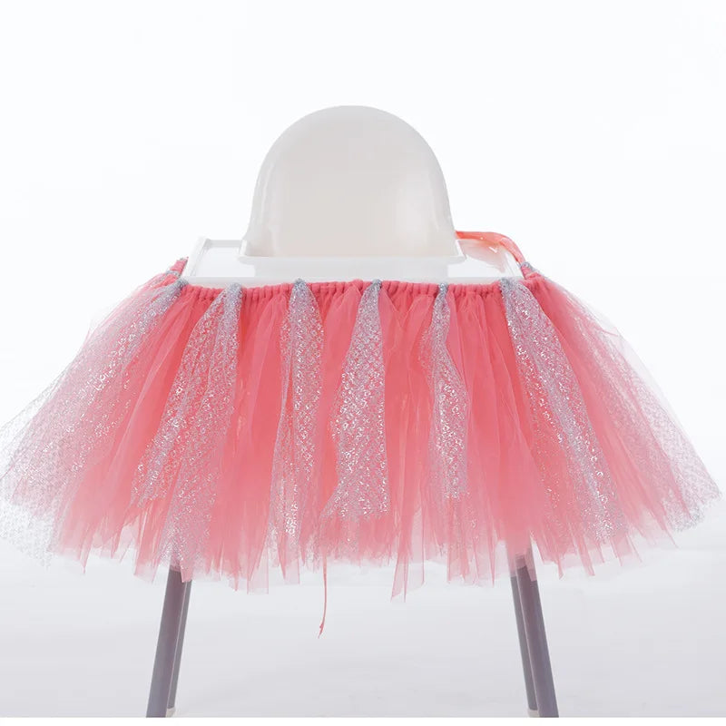 Tutu Chair Skirt Mesh Chair Skirt Children's Table Chair Skirt Party Decorative Chair Skirt Baby Birthday Party Decoration