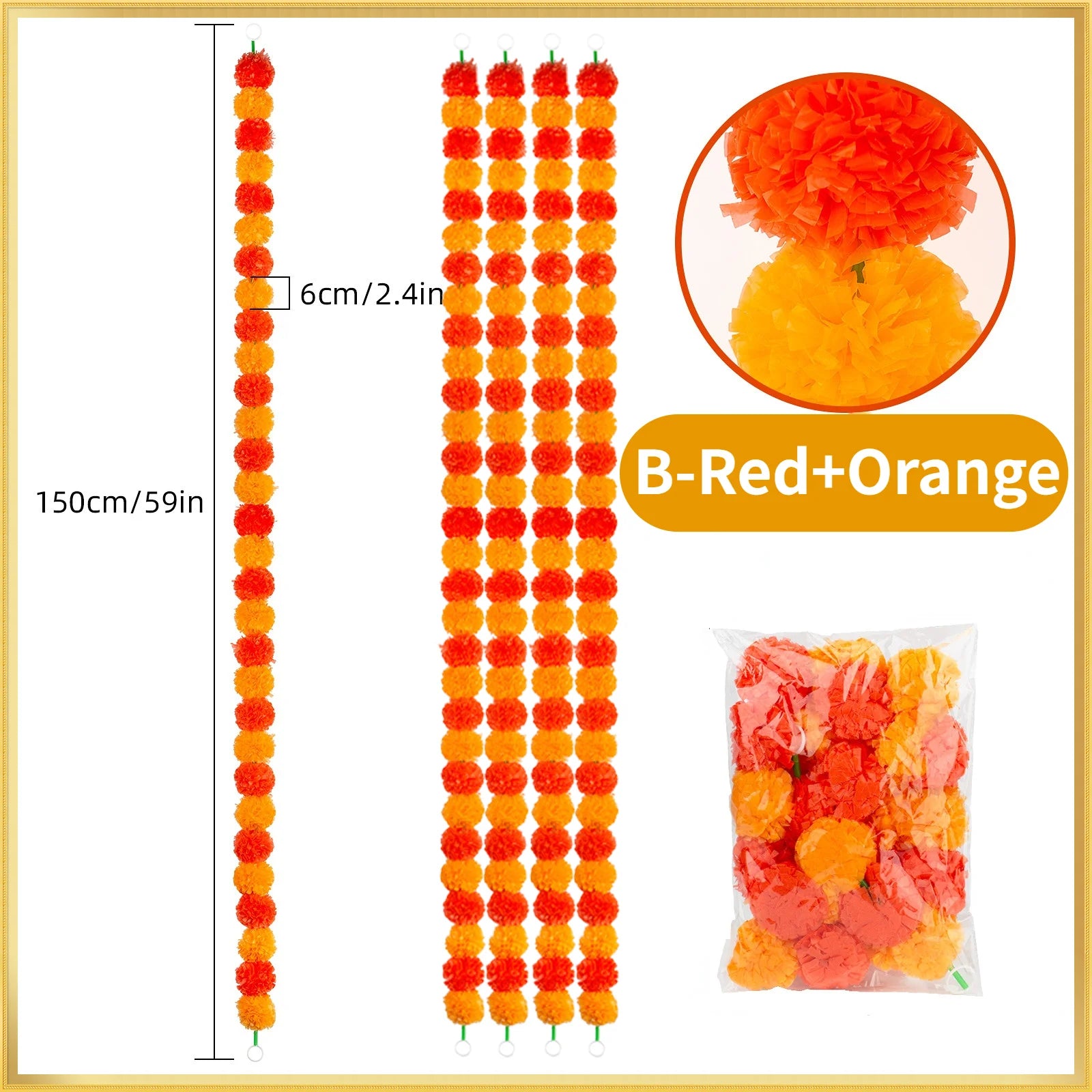 5-50 PCS Marigold Garland Wedding Marigold Flower Garlands for Prayer Fest Calendula Garland Indian Decor Garlands Wedding