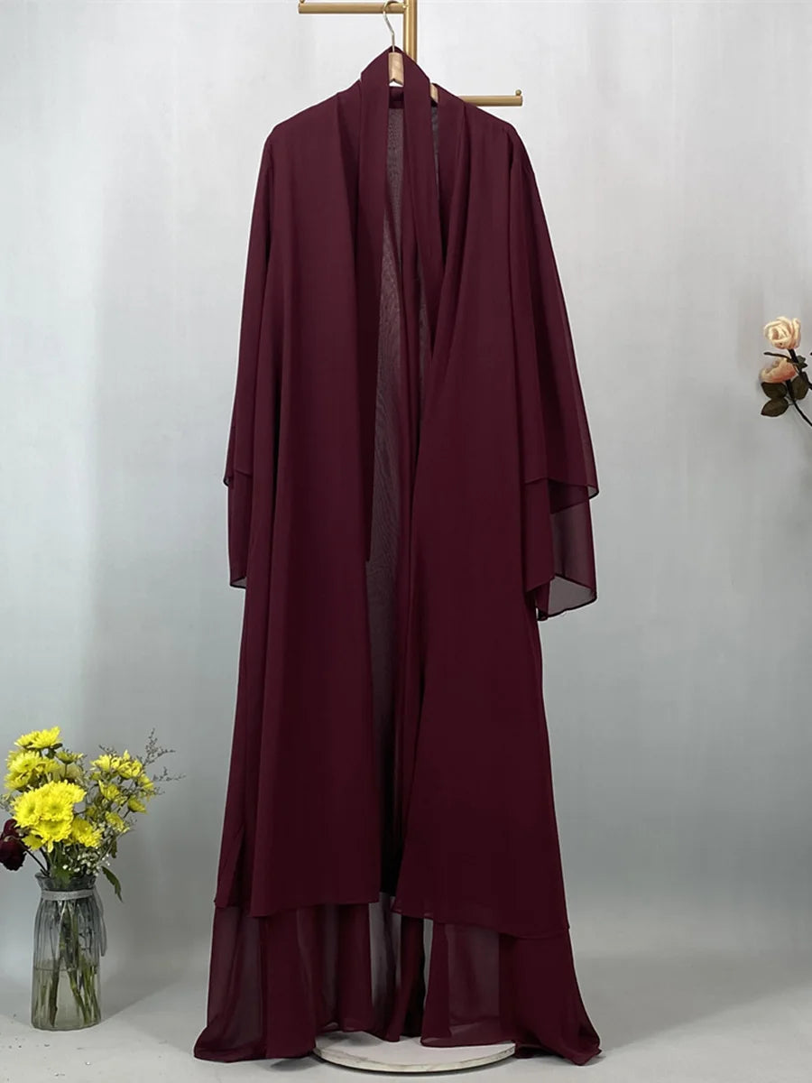 2025 Ramadan Kebaya Chiffon Open Abaya – Modest Women Muslim Kaftan Dress