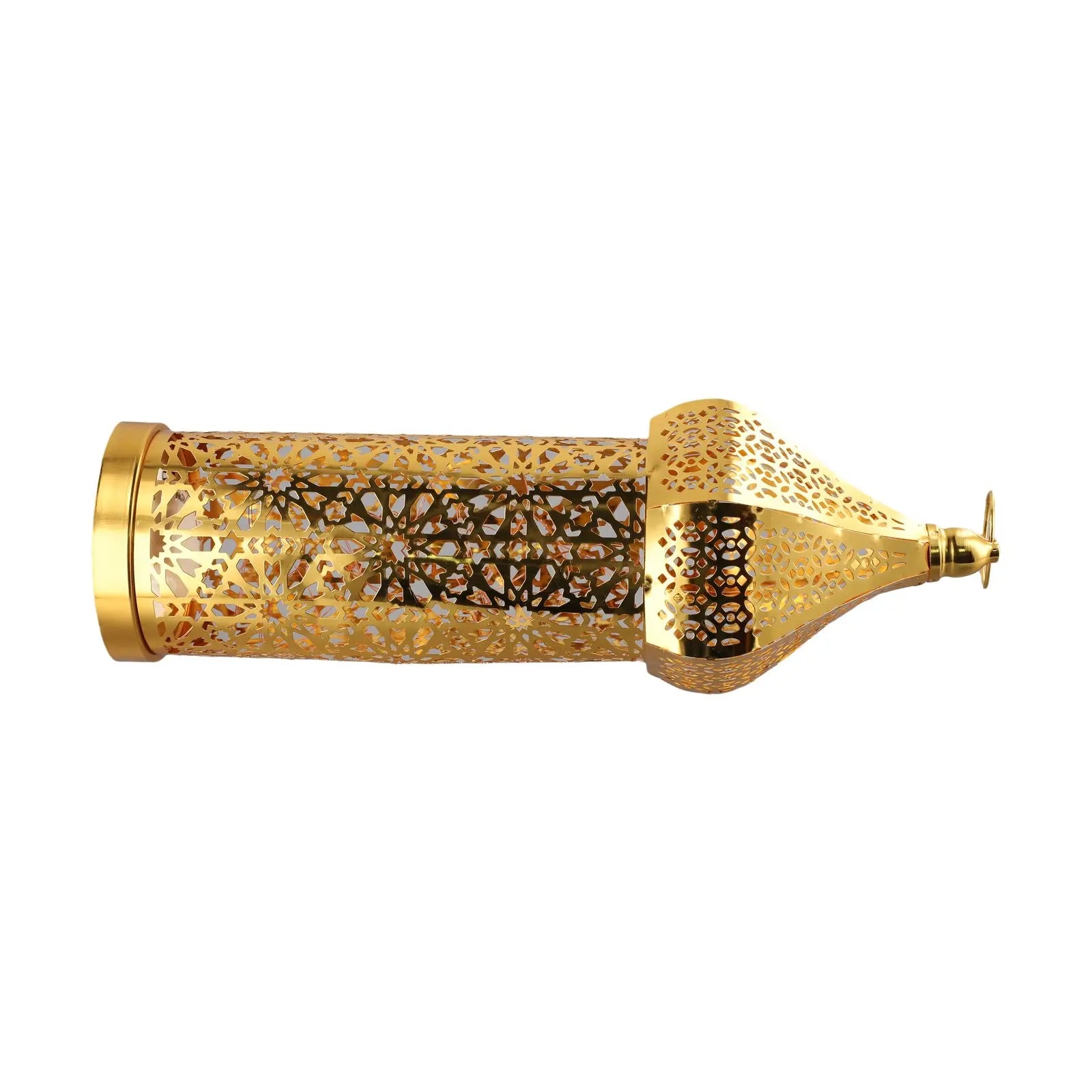 1PC Moroccan Golden Hollow Iron Lantern Ramadan Home Decoration Light Ornaments Gold Lanterns Moroccan Home Crafts Decoration