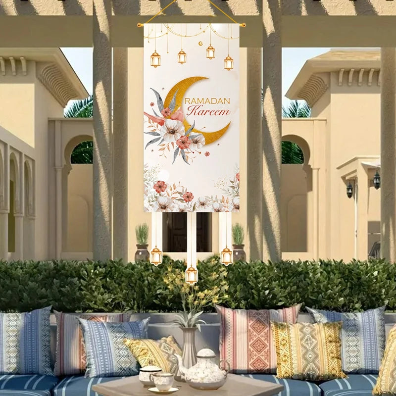 Eid Mubarak Decoration Hanging Flag Eid Mubarak Decor 2025 for Home Islamic Muslim Party Decor Ramadan Kareem Eid Al-Fitr Gift
