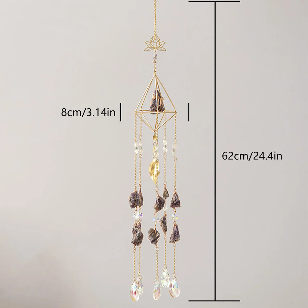 Natural Agate Dream Catcher Wall Hanging Moon Star Sun Crystal Stone Dream Catcher Garden Bedroom Agate Wall Hanging Decorations