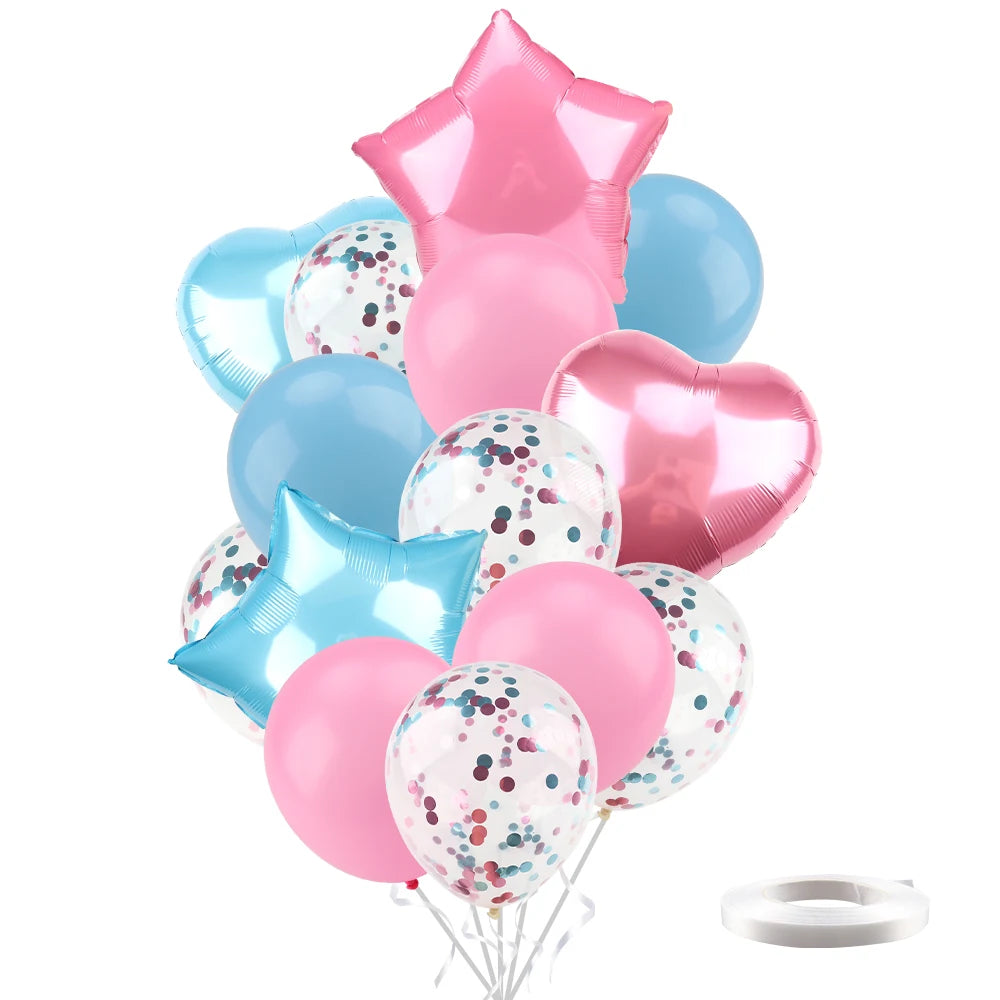 Heart Star Balloon Metallic Balloons 14pcs Gold Red Blue Pink Confetti Baloon Set For Happy Birthday Baby Shower Wedding Globos
