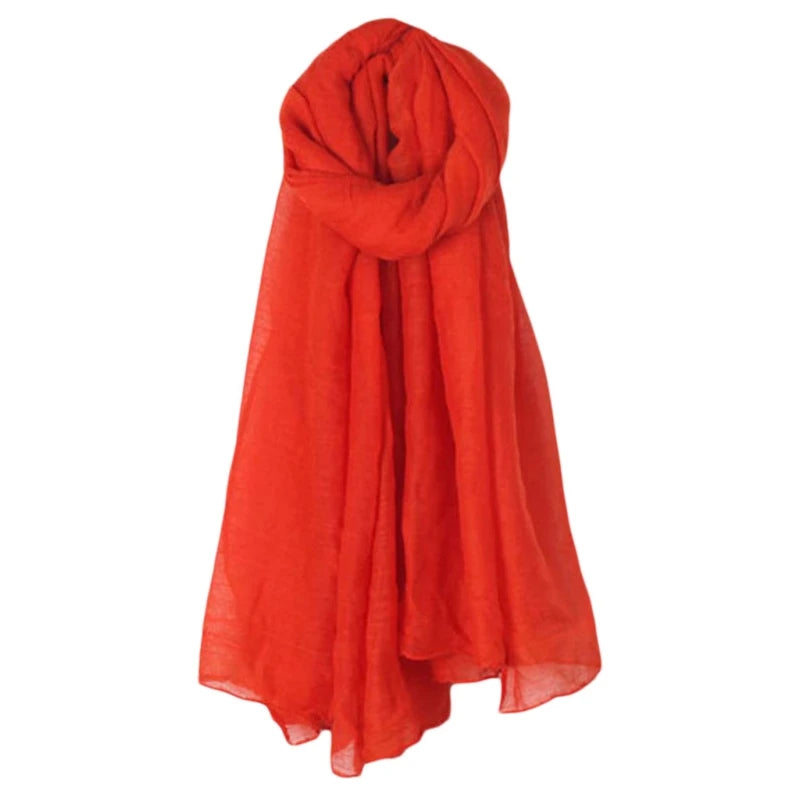 Fashion New 16 Colors Women Long Scarf Wrap Scarves Vintage Cotton Linen Large Shawl Hijab Elegant Solid Black Red White