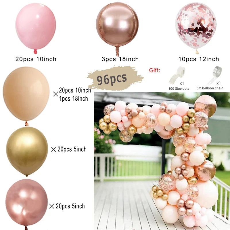 Macaron Pink Balloon Garland Arch Kit Wedding Birthday Party Decor Kids Rose Gold Latex Balloons Baby Shower Decorations Chain