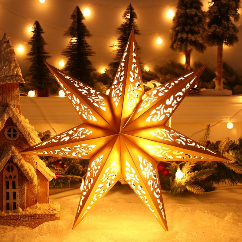30-75cm Hollow Star Hanging Pendant Eid Mubarak Christmas Ramadan Decoration 2024 Islamic Muslim Party Decor Ramadan Kareem Gift