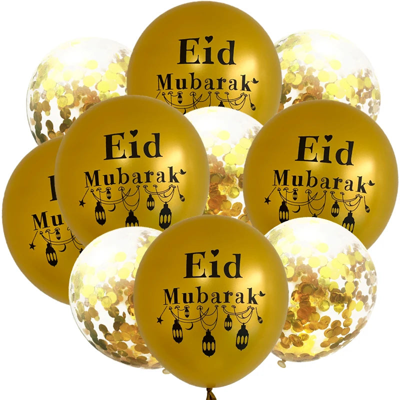10Pcs Eid Mubarak Latex Balloon Ramadan Kareem Decoration Air Globos Ramadan Mubarak Muslim Islamic Festival Party Supplies 2024