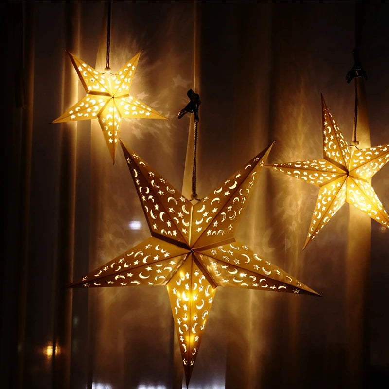 30-75cm Hollow Star Hanging Pendant Eid Mubarak Christmas Ramadan Decoration 2024 Islamic Muslim Party Decor Ramadan Kareem Gift