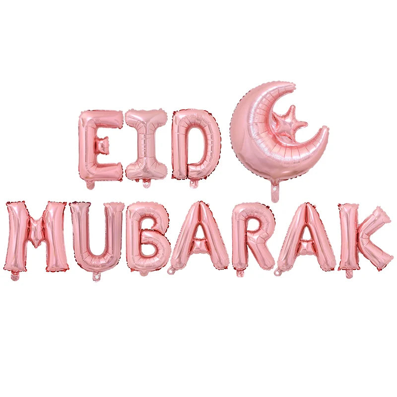 1Set Eid Mubarak Letter Foil Balloons Ramadan Kareem Decorations Star Moon Helium Globos 2024 Muslim Islamic Party Supplies Gift
