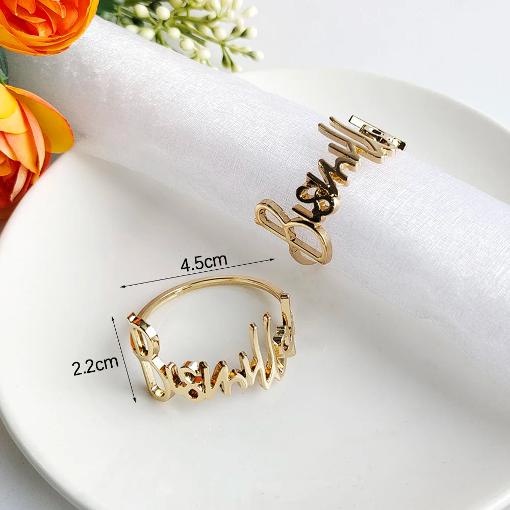 1/6Pcs Ramadan Napkin Rings Gold Bismillah Napkin Holder Ramadan Kareem Eid Mubarak Party Table Supplies Ramadan Decoration 2026