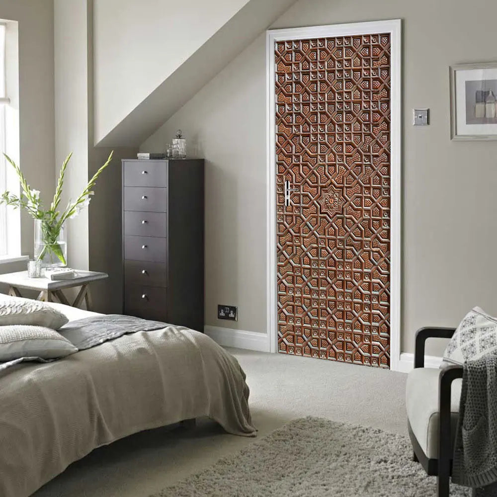 Medieval Stone Hutongs DIY Door Wall Sticker Home Decor Living Room Children Room Bedroom Art Mural Self-adhesive PVC Wallpaper