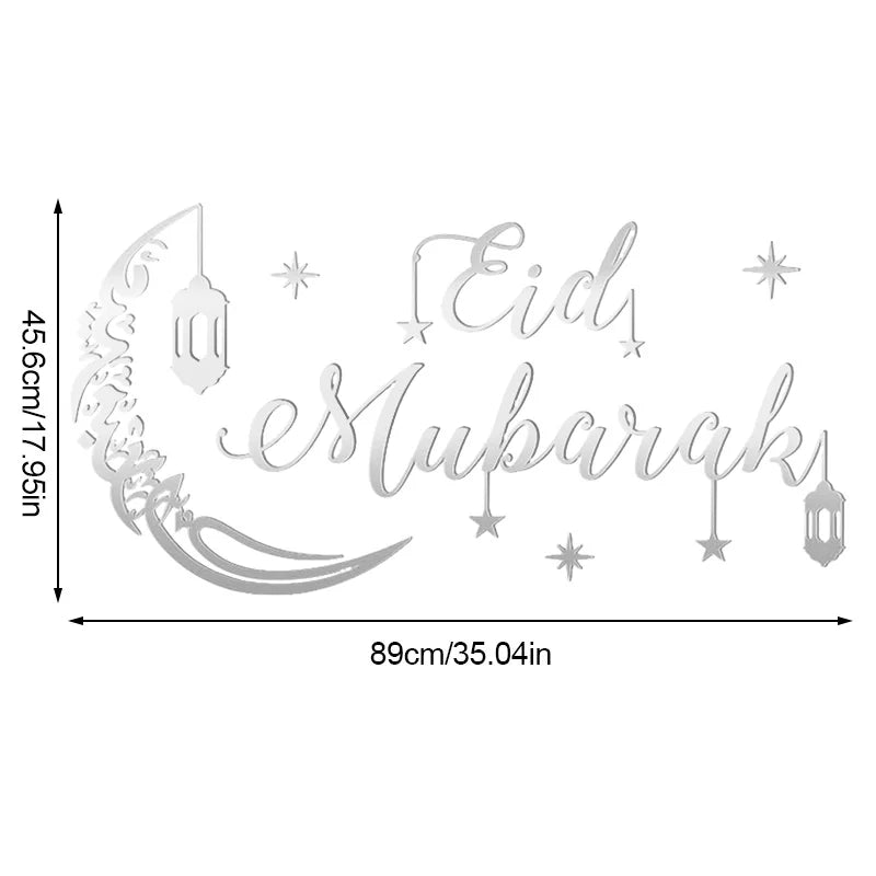 Ramadan Kareem Acrylic Mirror Wall Sticker 2025 Eid Mubarak 3D Wall Decal for Home Living Room Decoration Islamic Muslim Gift