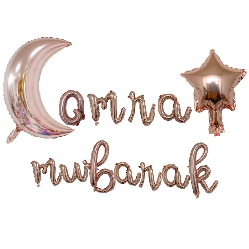 1set Moon Star Balloon Set for Muslim EID Mubarak Festival Home DIY Decoration Ramadan Kareem Kids Birthday Party Ballon Globos
