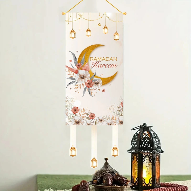 Eid Mubarak Decoration Hanging Flag Eid Mubarak Decor 2025 for Home Islamic Muslim Party Decor Ramadan Kareem Eid Al-Fitr Gift
