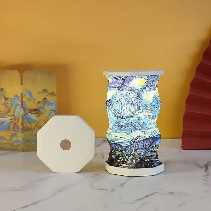 Mini Paper Lantern Night Light USB Charging Portable Foldable Book Lamp Bedroom Bedside Decor nightlight LED Table Light Gifts