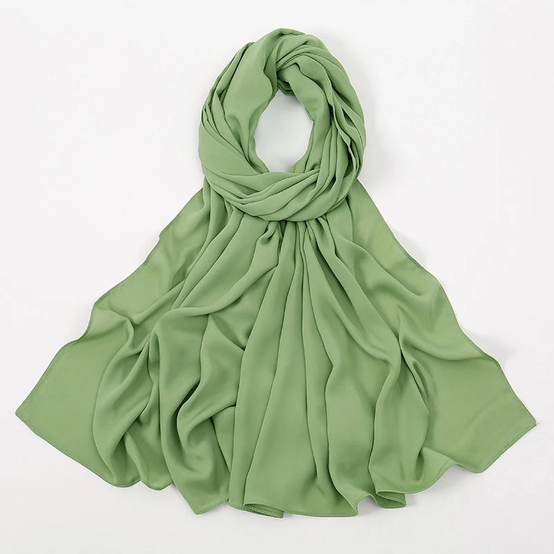 New Medina Silk Chiffon Hijab Premium Chiffon Muslim Hijabs Scarf For Women Heavy Poka Chiffon Shawl Headscarf Wrap Islam Turban