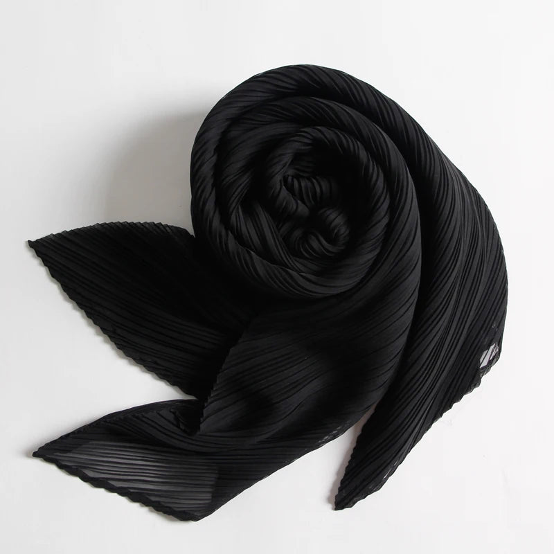 Miyake Pleated Scarf Wide Long Silk 2025 Cape Women Windscreen Shawl Shoulder Designer Korean Scarf Hijabs For Woman