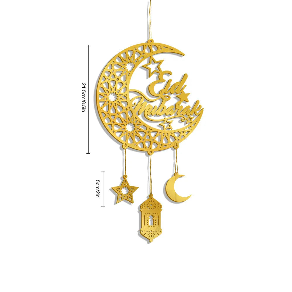 1PC Acrylic Ramadan Kareem Moon Star Wall Pendant Eid Mubarak Ornaments for Home Eid Al Fitr Muslim Islamic Holiday Party Decor