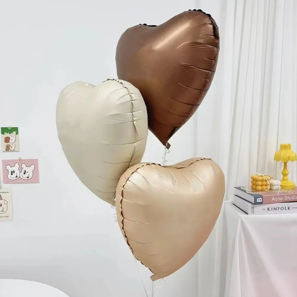 10/5/3Pcs Cream Heart Foil Balloons 18inch Multi Pink Beige Heart Helium Balloons for Wedding Birthday Party Decorations Globos