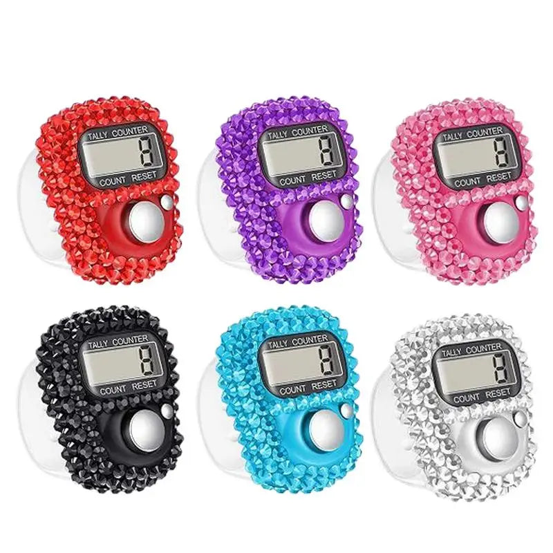 Electronic Finger Counter LCD Digital Display Finger Counter Resettable Lap Record Ring Manual Knitting Row Tally Ring, Battery Included