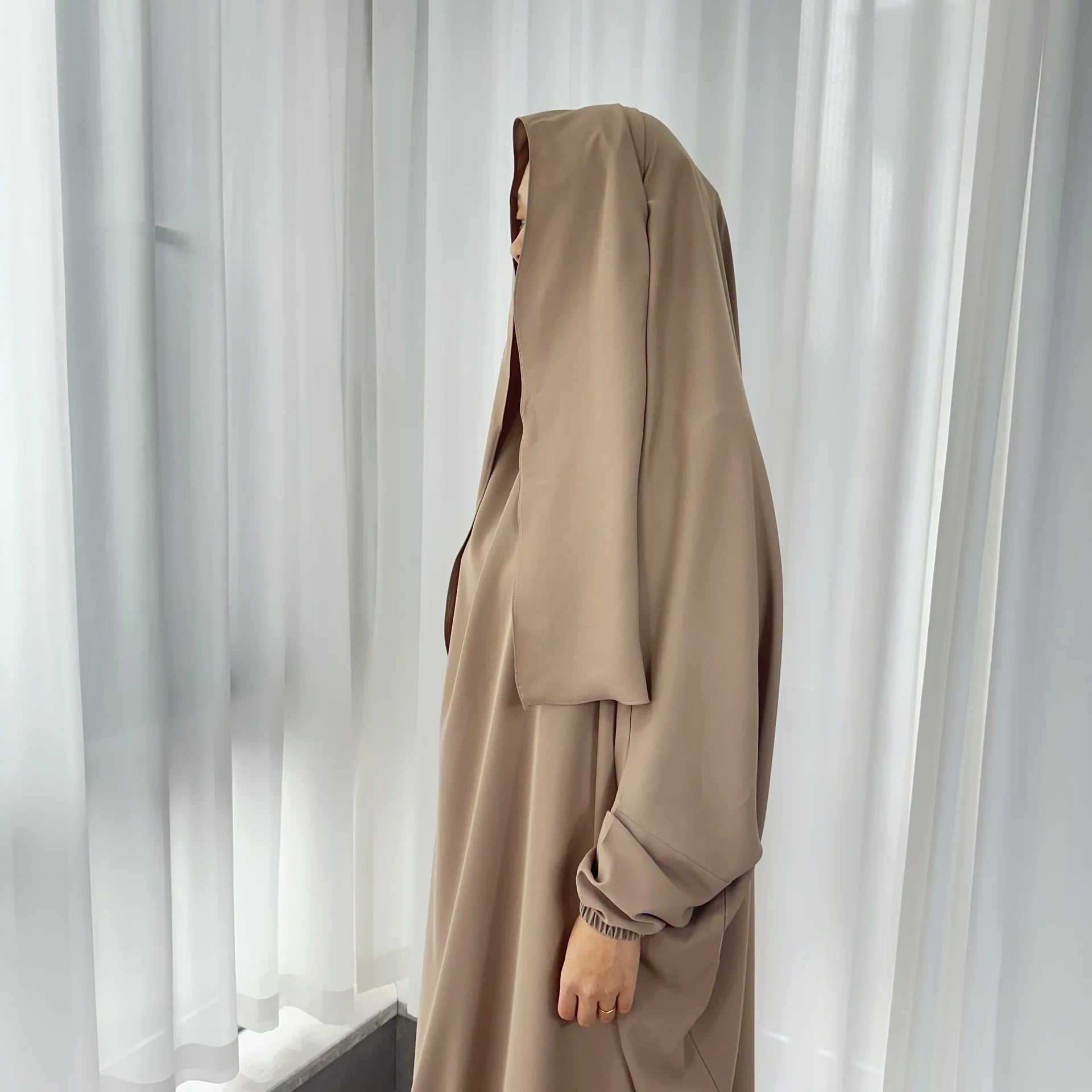 Ramadan One Piece Prayer Abaya Hooded Dress Kaftan Muslim Women Robe Hijab Dress Robe Solid Color Islam Dubai Turkey Clothes
