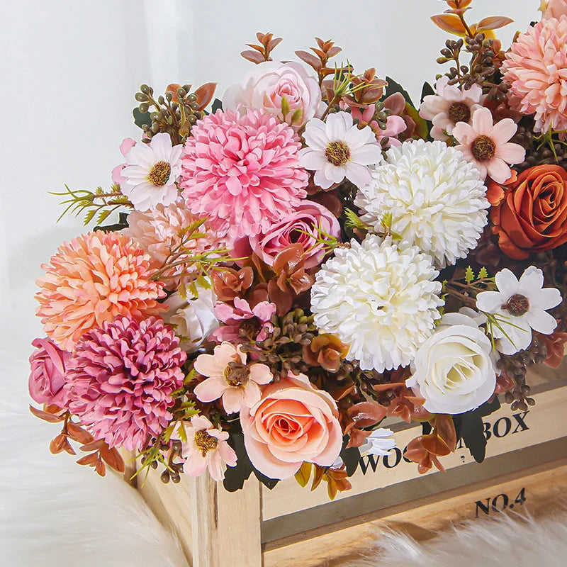 Simulated silk chrysanthemum roses, weddings, Valentine's Day, Eid al Fitr, Mother's Day, home decor, outdoor garden accessories