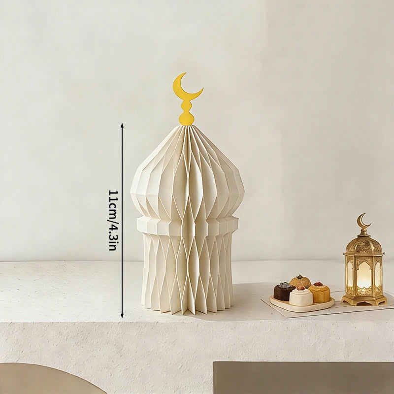 Ramadan Paper Art Desktop Decoration Castle Decoration 3d Honeycomb Castle Eid Al Fitr Party Stars Castle Party Products Gifts