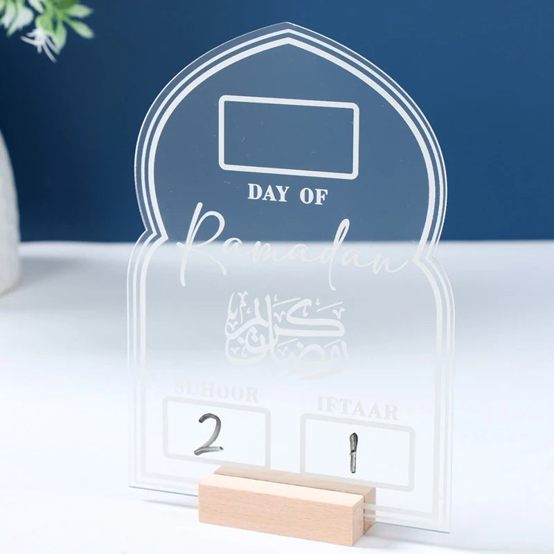 Ramadan Countdown Calendar Acrylic Eid Mubarak Ornament Kareem Ramadan Decoration 2025 For Home Islamic Muslim Party Decor Gifts