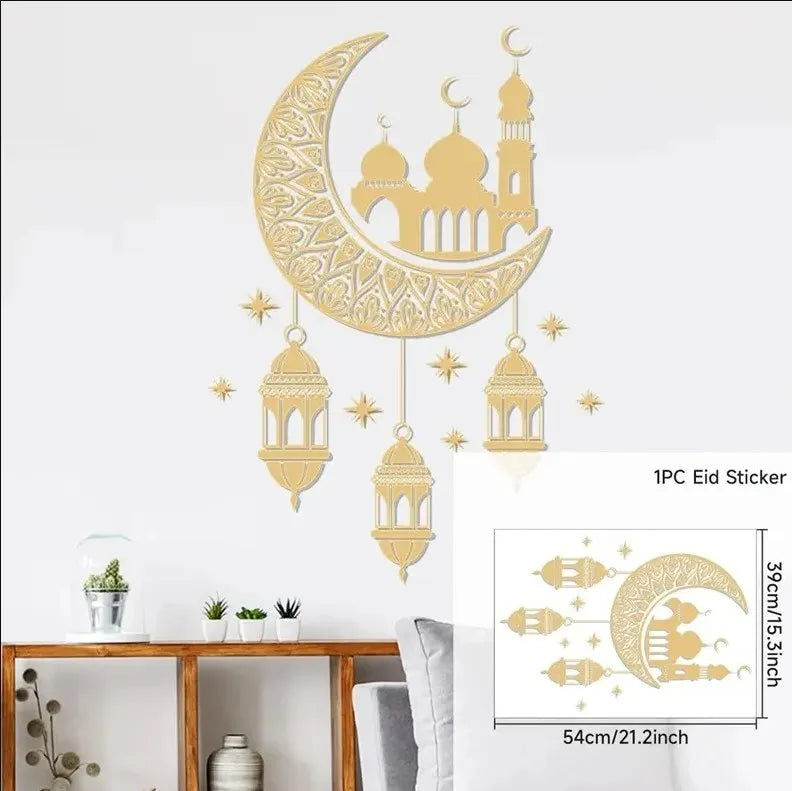 Eid Mubarak Window Stickers Kareem Ramadan Decoration 2025 For Home Islamic Muslim Party Decor Mubarak Ramadan Wall Sticker Gift
