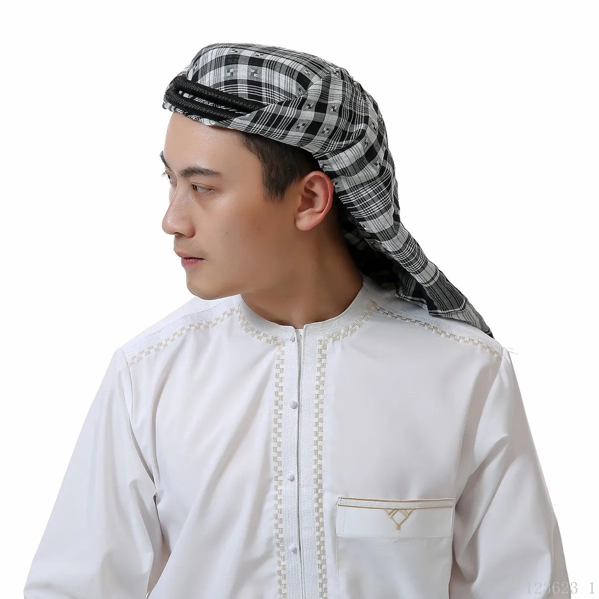 Men Muslim Head Scarf Saudi Arab Dubai Traditional Islamic Clothing Male Headscarf Hijab Plaid Turban Shemagh Gutra Prayer Wear