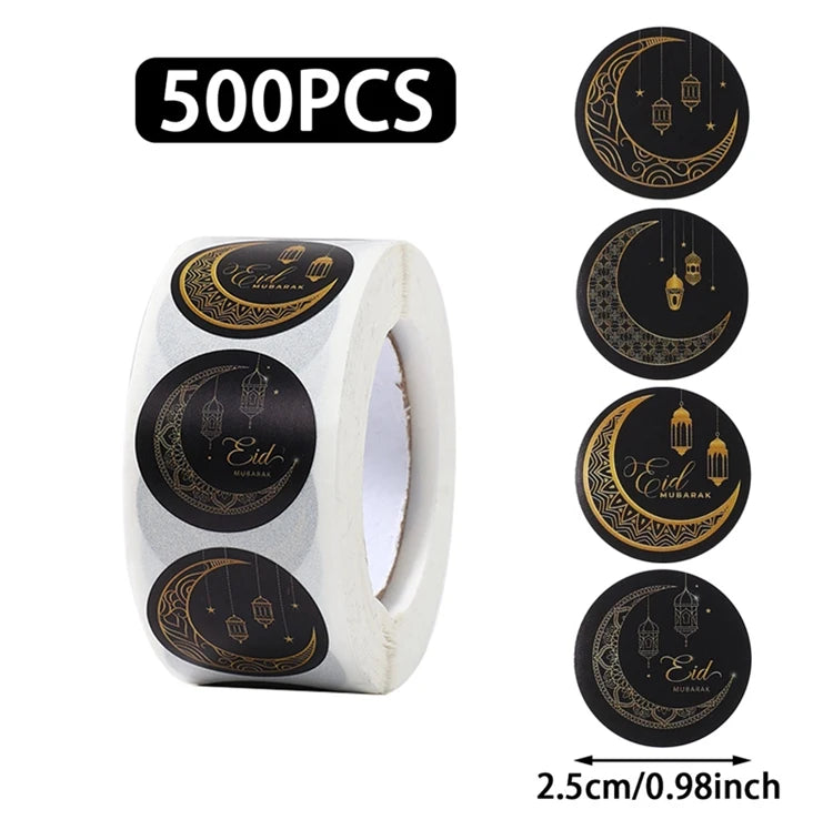 EID Mubarak Stickers Ramadan Decoration 2025 For Favor Gifts Label Ramadan Kareem Islamic Muslim Party Eid Al Adha Gifts