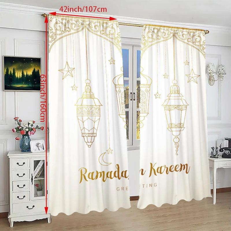 2PCS- Ramadan Auspicious - Ramadan curtain - Living room - Bedroom decorative curtain
