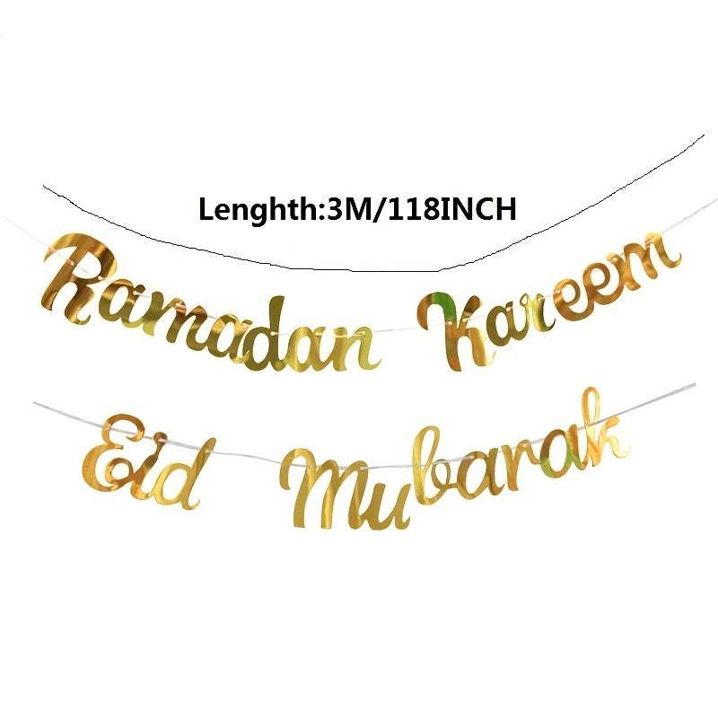 Gorgeous Golden Eid Mubarak & Ramadan Kareem Banner Add a Festive Touch to Your Party