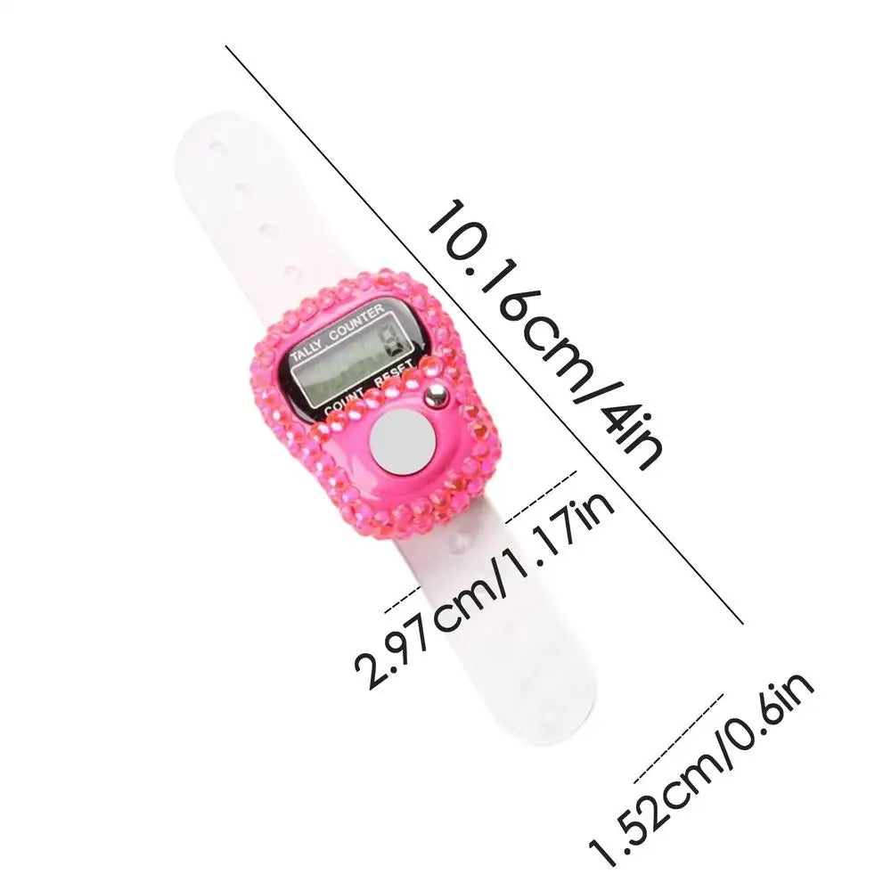 Electronic Finger Counter LCD Digital Display Finger Counter Resettable Lap Record Ring Manual Knitting Row Tally Ring, Battery Included