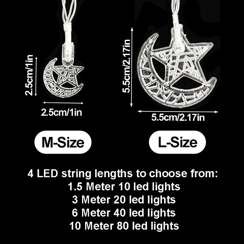 LED Moon & Star String Lights – Eid Ramadan Home Decoration