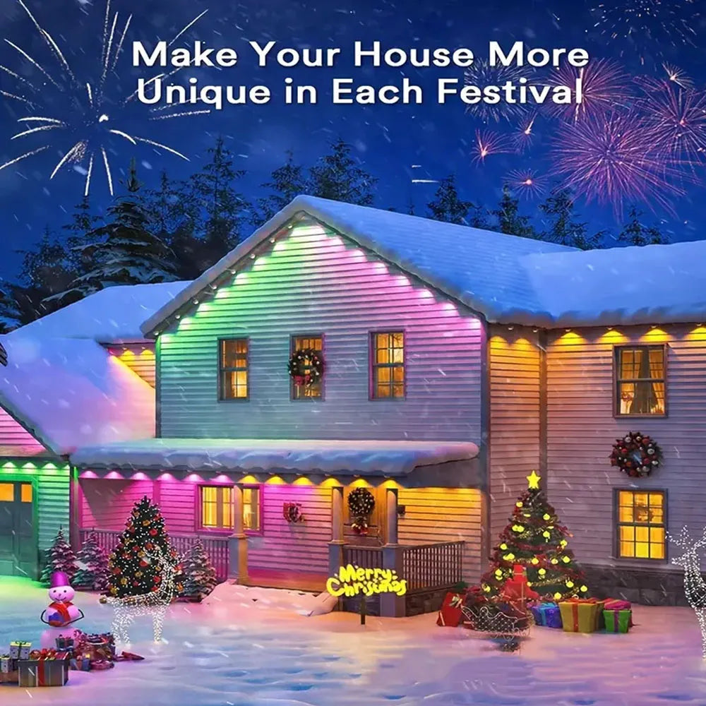 Smart LED Permanent Outdoor Light, 300ft 180LEDs RGBIC Eaves Lights, IP67 Waterproof for New Year and Christmas Home Decor
