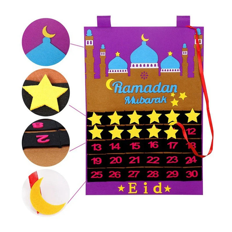 2026 Eid Mubarak Countdown Calendar Ramadan Muslim Party Hanging Calendar Decoration Craft Eid Al-adha Desktop Ornaments Gifts