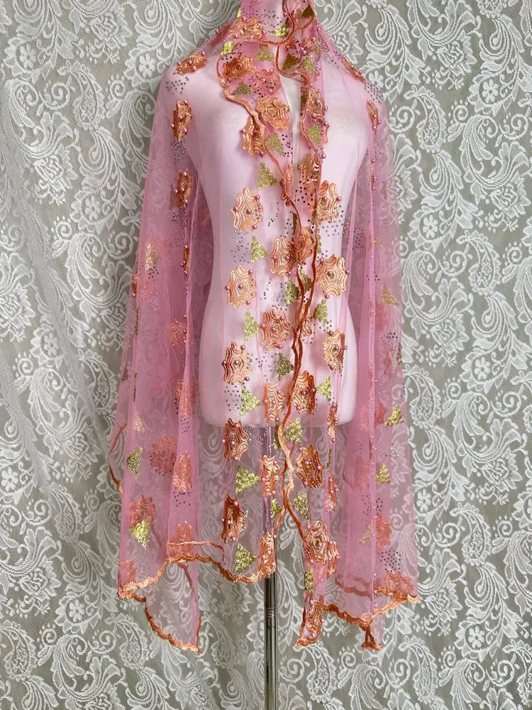 3D Stone New Dubai Scarf For Muslim Women African voile stone big Hijab Islam Hijab Pashmina Turban Headscarf Embroidery Shawls